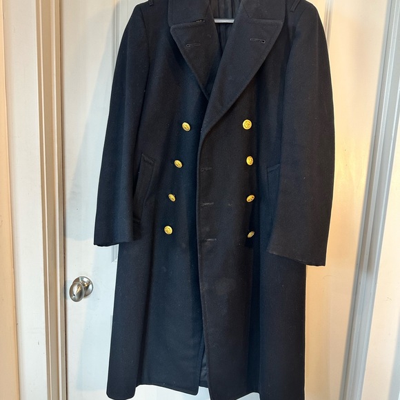 Vintage US Navy  Double Breasted Heavy Wool Gold Buttons Maxi Coat, Size 40R - Picture 13 of 14